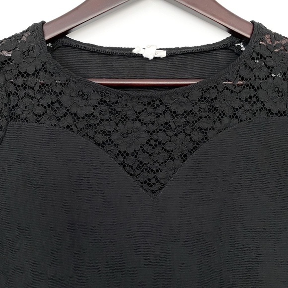 Pablo Lace Contrast Trim Cap Sleeve Black Blouse Top - Picture 4 of 12